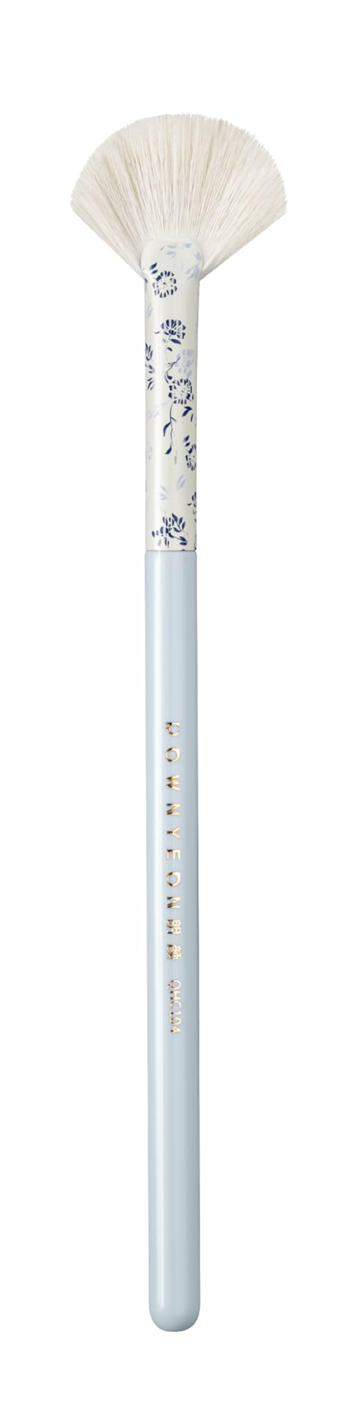 Indigo Artisan Series Fan Highlighter Brush - Flat Nylon Bristles for Precision Highlighting, Porcelain-Patterned Ferrule & Lacquered Handle, Detail-Oriented Cheekbone/Nose Bridge Pro (QHC 104)