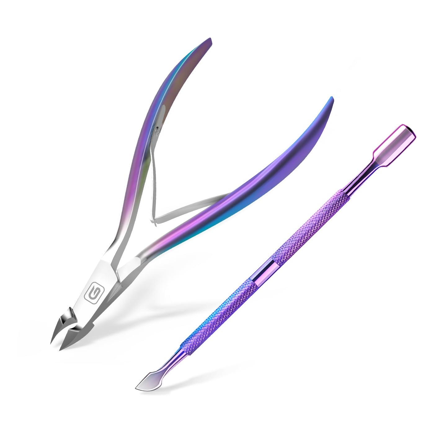 Gubonwer Cuticle Trimmer 3/4 Jaw Extremely Sharp Cuticle Nippers Scissors Stainless Steel Clippers Cutter Remover for Pedicure Manicure Nail Tool with Cuticle Pusher