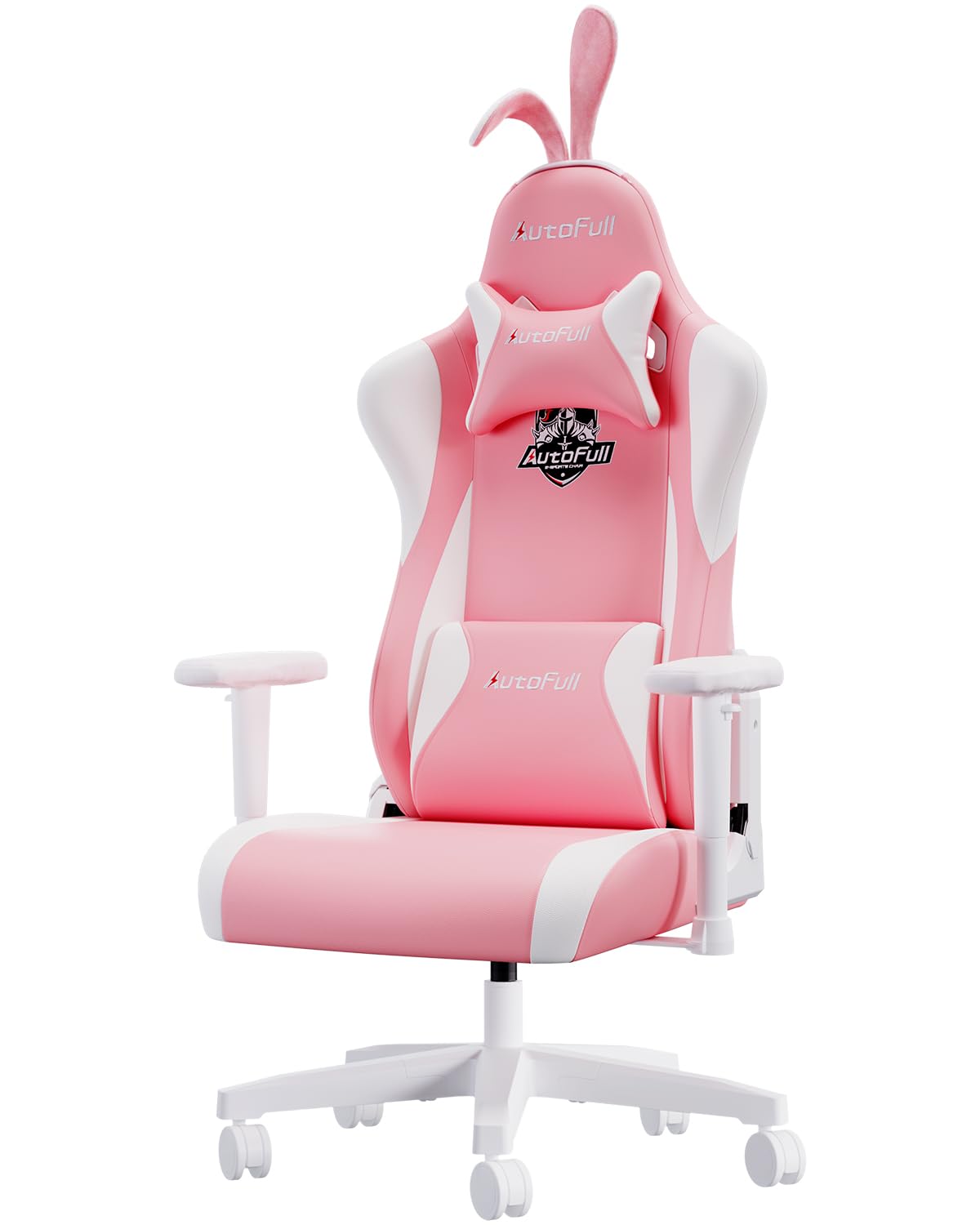 AutoFull C2 Gaming Chair,Ergonomic Wingless Cushion Computer Chair,PU Leather Racing Style Office Chair with Lumbar Support Pillow and Footrest,Pink