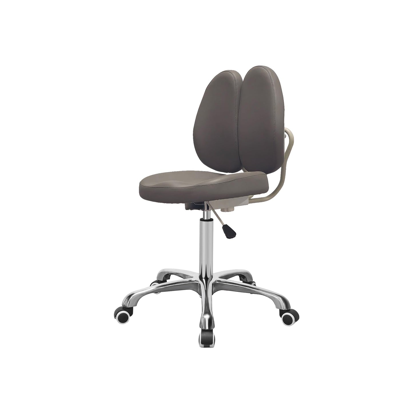 Ergonomic Office Drafting Chair Armless - Adjustable Swivel Rolling Stool Chair with Back Support - Stylish Desk Chairs with Lumbar Support for Computer Studio Salon Home Shop (Dark Grey)