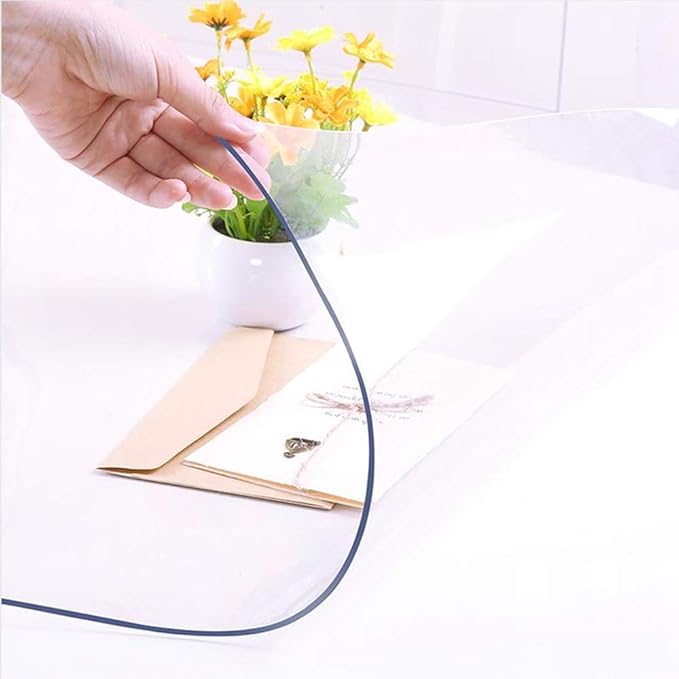 NECAUX Custom Table Cover, 32 x 87 Inch, 1.5mm Thick Wood Grain Transparent Pad, Non-Slip Tablecloth Protector for Dining, Meeting, Living Room Tables