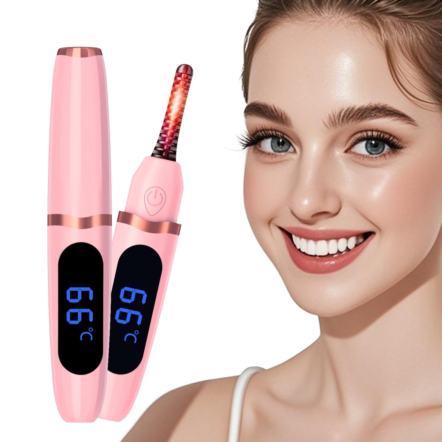 Heated Eyelash Curler,Electric Eyelashes Curler with USB Rechargeable Feature Makeup Tools Heats Up in 10 Seconds, 24-Hour Long-Lasting Curls - 3 Adjustable Heating Modes and LED Display