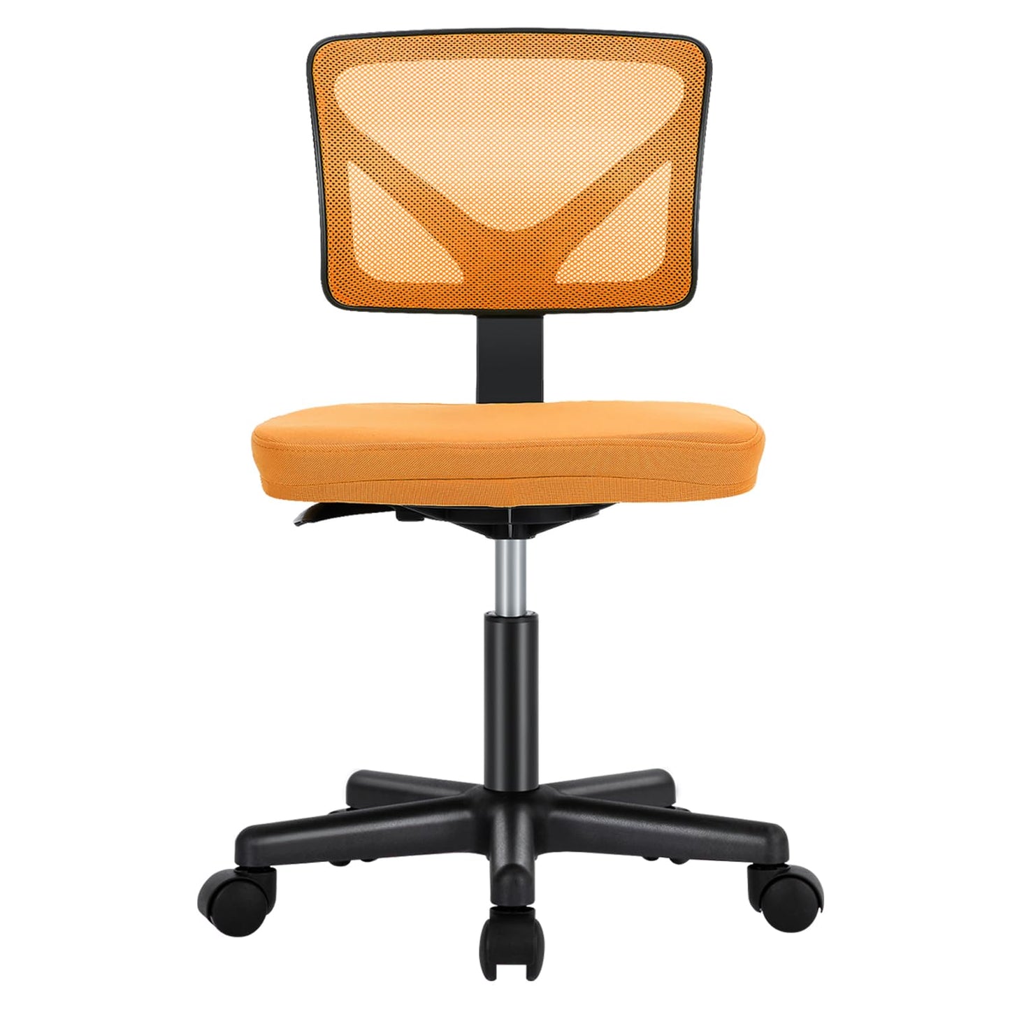 Sweetcrispy Office Computer Desk Chair, Ergonomic Low-Back Mesh Rolling Work Swivel Chairs with Wheels, Armless Comfortable Seat Lumbar Support for Home, Bedroom, Study, Student, Adults, Orange