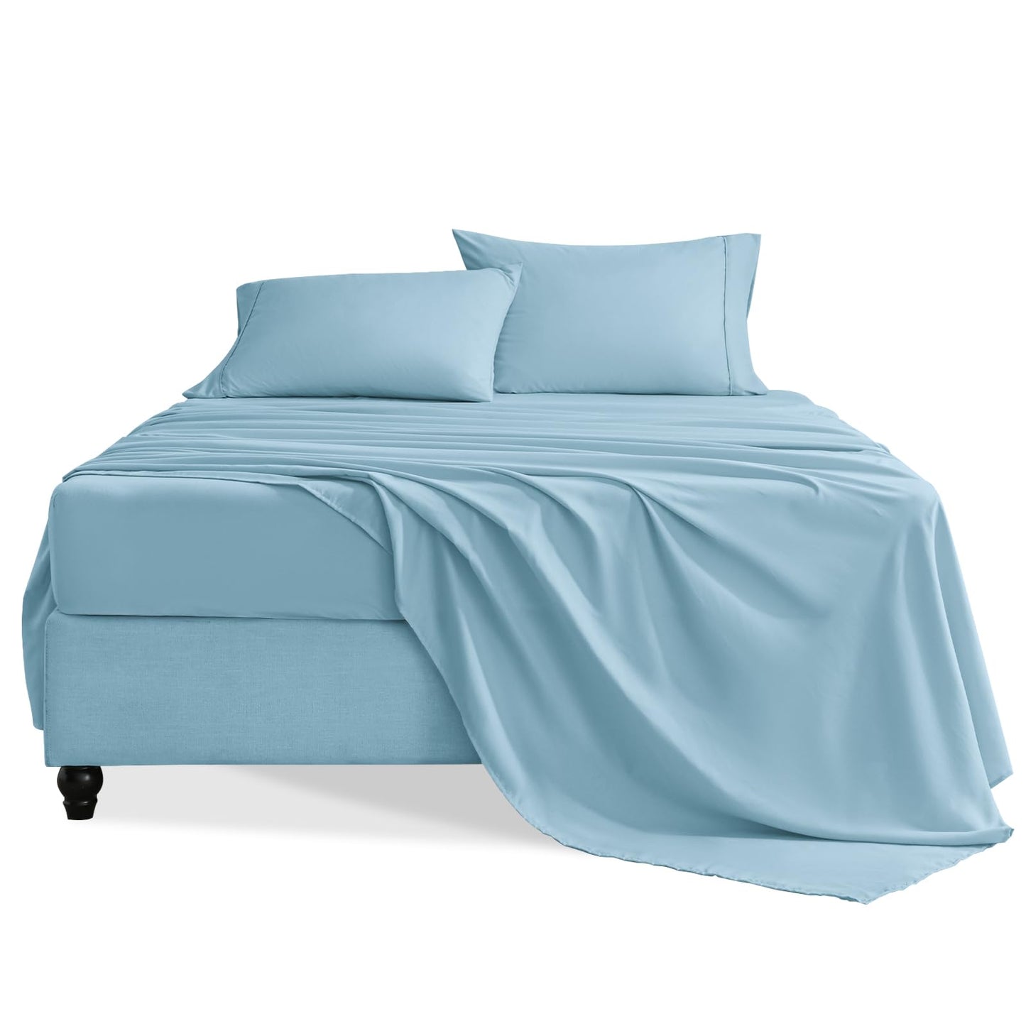 Swiftify Full Size Bed Sheets Set, 4 Pieces Hotel Luxury Soft Microfiber Bed Sheets Set, Up to 16" Deep Pockets, Oeko-Tex Sheets with Elastic, Breathable, Wrinkle Free (Sky Blue, Full)