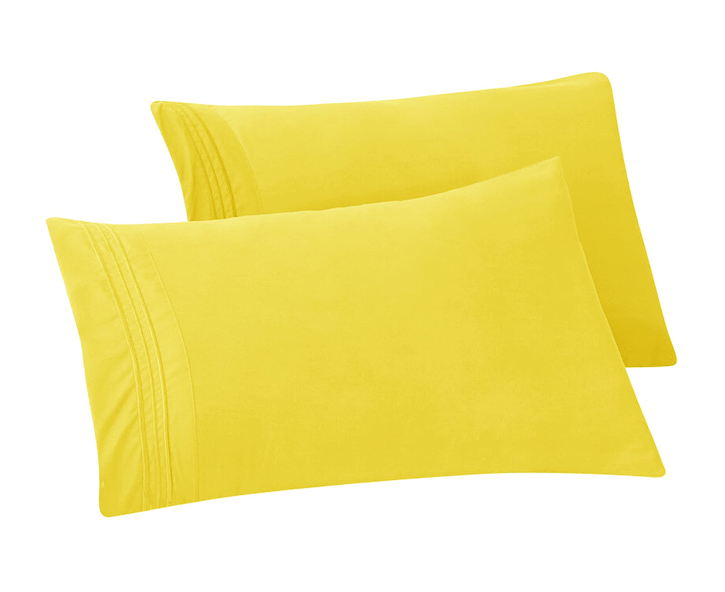 Elegant Comfort Solid Pillowcases 1500 Premium Hotel Quality Microfiber - Smooth Weave, Wrinkle and Stain Resistant, Easy Slip-On, 2-Piece Set, Standard/Queen Pillowcase, Yellow
