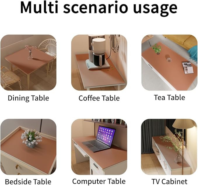 Desk Cover Protector - Used for Square Table Waterproof and Easy to Clean Good Flatness Easy to Used for Dining Table(Brown+Gray 44x44)