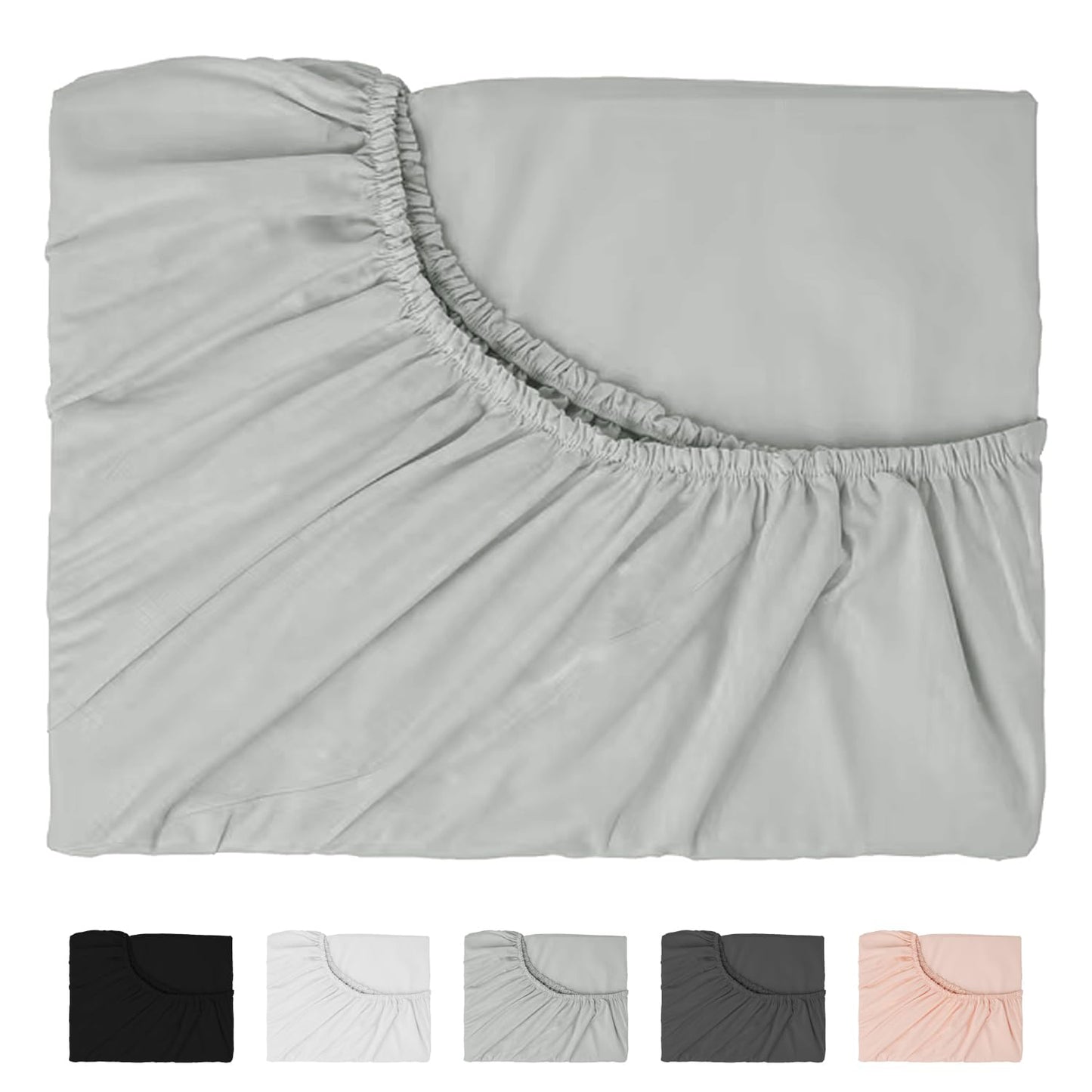 Hotella 100% Microfiber 60"x80" Queen Size Fitted Sheet Only, Hotel Quality Deep Pocket Bottom Sheet, Up to 14 inch Bedding Matress Protector, Machine Washable and Non-Fade, Stay in Place,Light Gray