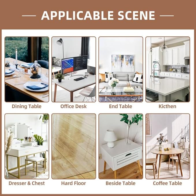Warmstar Clear Table Cover Protector 44 x 60 Inch,1.5mm Thick Plastic Table Cover Rectangle,PVC Clear Table Protector,Desk Protector Mat for Kitchen, Dresser, Writing Desk,Dining Room Table