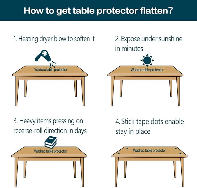 Wadrac Clear Table Protector Plastic Table Cloths PVC Night Stand Table Cover Mat Leaf Office Desk Mat Shelf Surface Protection Crystal Children Painting Cover Pad Transprent Rectangular 40x79 inch
