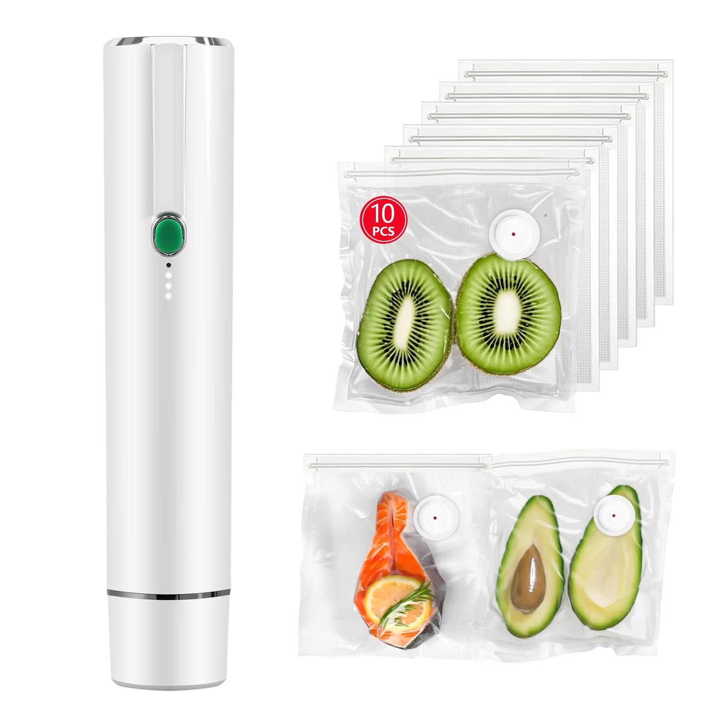 Vixino Vacuum Sealer, vacuum sealer for food, handheld vacuum sealer(Vacuum Sealers+ 10 reusable vacuum seal bags)