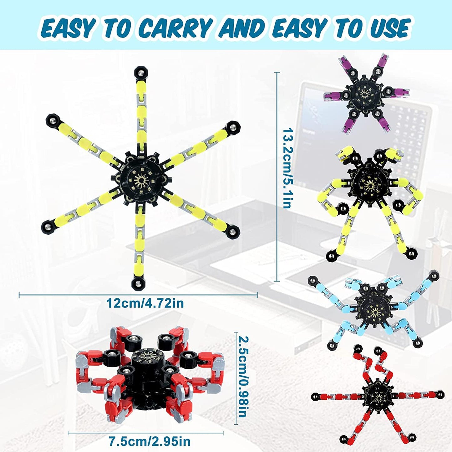 20pcs Random Fidget Spinners,DIY Deformable Robot Fingertip Toys,Decompression Spinner,Deformable Creative Mechanical Gyro Toys,Stress Relief Mechanical Chain Toy for Kids Adults,Party Supplies