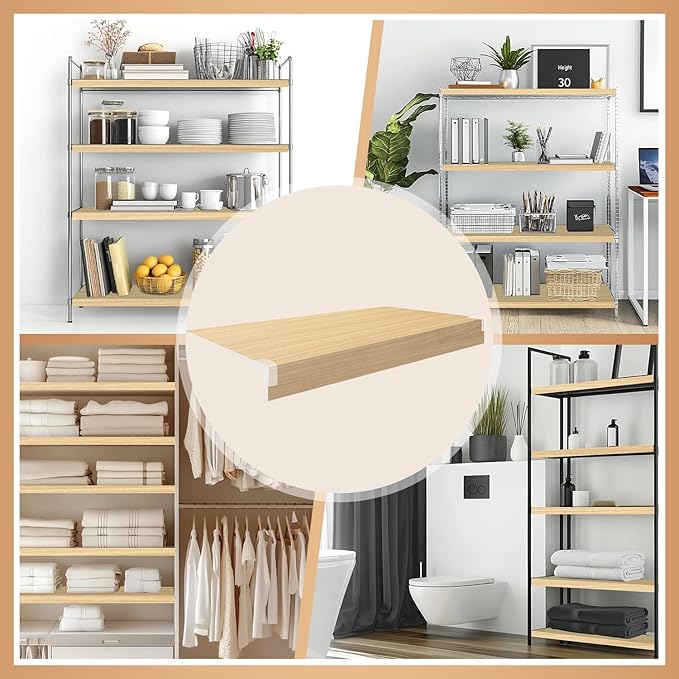 5 Pcs Wire Rack Covers 28x16x3 inch PVC Pantry Shelf Cover 0.31 inch Thick Removable Closet Wire Rack Shelf Covers,Decoration Kitchen Bathroom Office Shelving (Wood Color,28x16x3 inch)