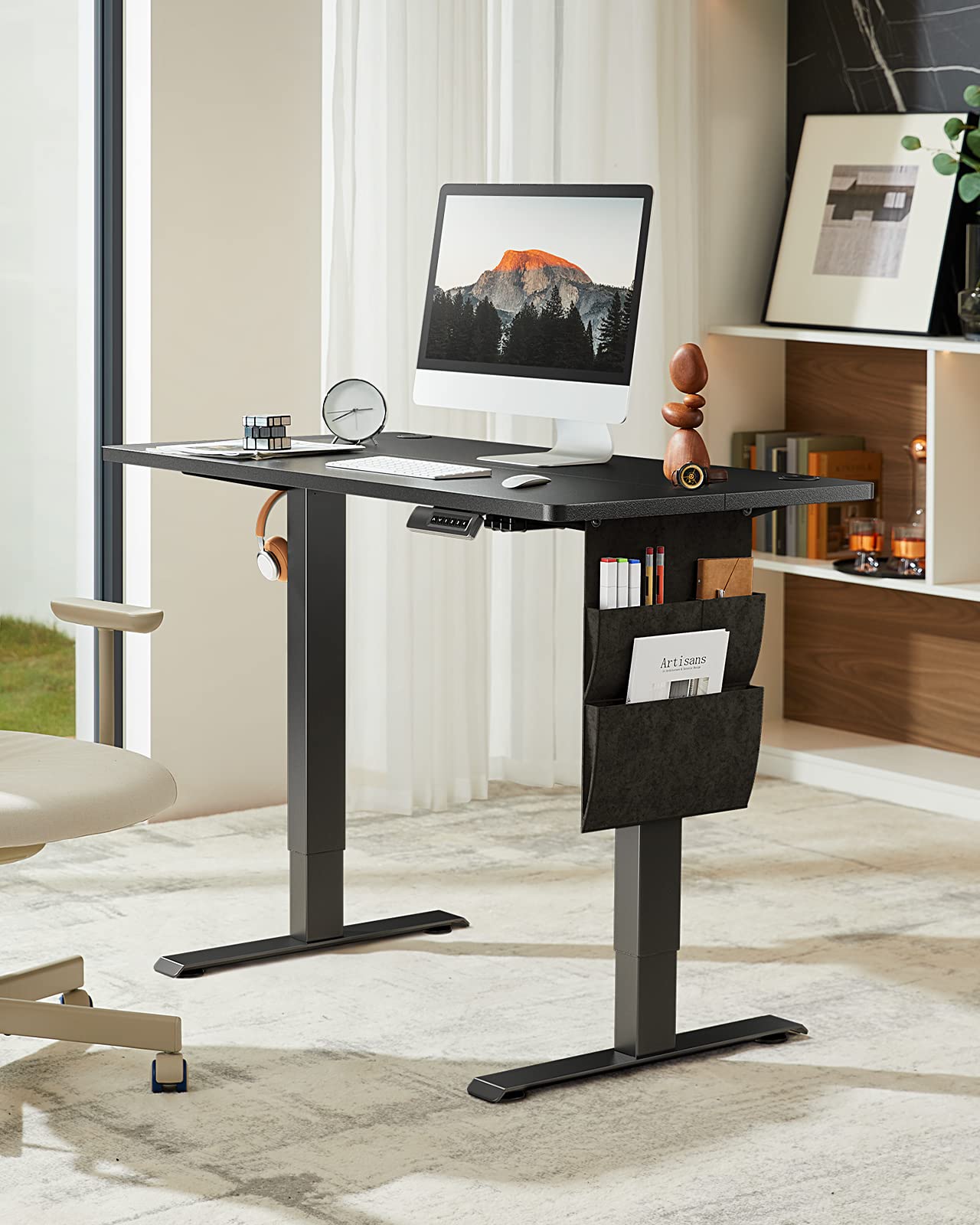 Marsail Standing Desk Adjustable Height Home Office Desk,48x24” Electric Standing Desks, Stand up Table with Storage Bag,Headphone Hook for Computer Workstations Desk4 Memory Preset