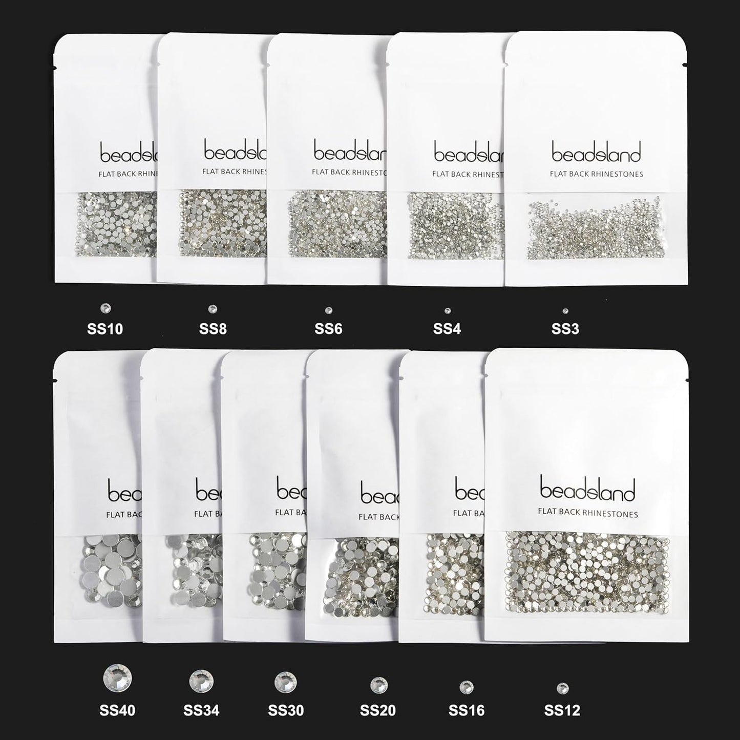 beadsland 1440 Piece Flat Back Crystal Rhinestones Round Gems,1.3mm-6.5mm,Dark Siam (SS20(4.6-4.8mm))