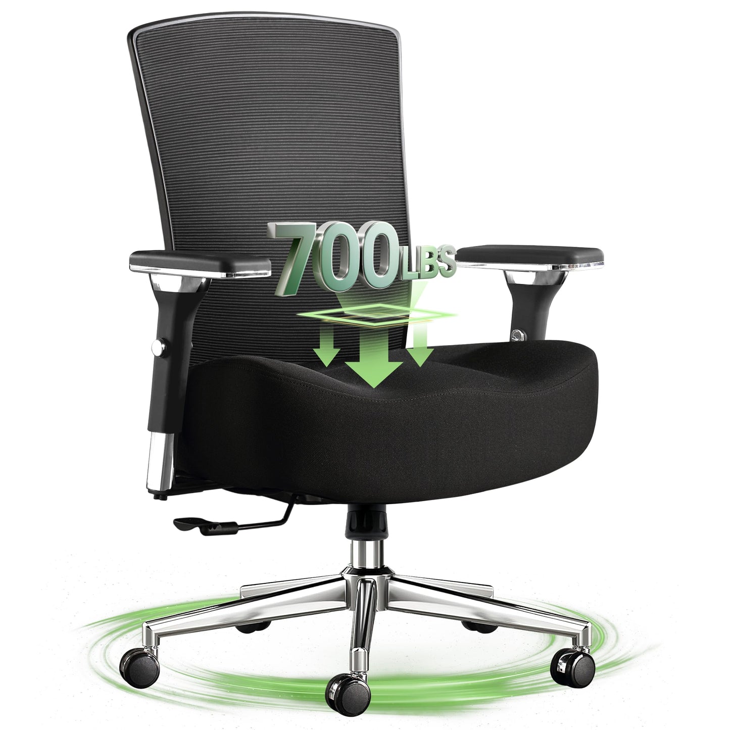 Big and Tall Office Chair 700lbs with Ergonomic W Wide Thick Seat Cushion, Oversized Mesh Desk Chair with Adjustable Lumbar Support for Heavy People, Home Computer Chair with 4D Armrests