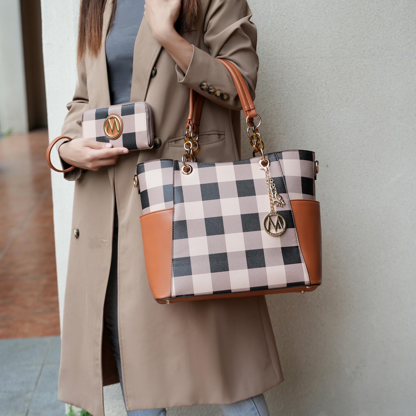 MKF Collection Tote Bag for Women, Handbag Set with Wallet-Top-Handle- Vegan Leather Purse Pink by Mia k