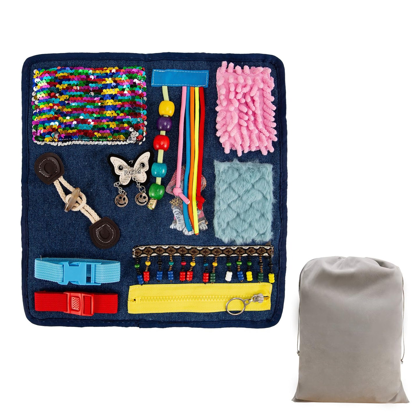 Fidget Blanket for Elderly, Dementia Fidget Blanket, Dementia Activities for Seniors, Sensory Blanket Memory Loss Fidget Products, Fidget Blanket for Dementia for Alzheimer Patients Anxiety Relief