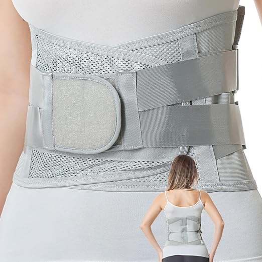 NeoTech Care Adjustable Double Pull Lumbar Brace/Lower Back Belt (Black, Size S)