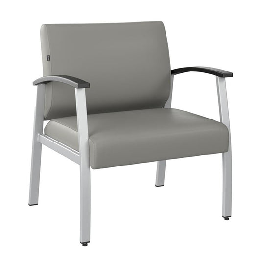 Bush Business Furniture Arrive Bariatric Waiting Room Guest Chair with Arms in Light Gray Vinyl, Reception Area Seating for Office and Lobby