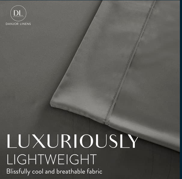 Danjor Linens Bed Sheet Set Queen Size for Hot Sleepers, Hotel Premium Sheets with 4 Pillowcases, Lightweight Brushed Microfiber Deep Pockets, Breathable Cooling 6 Piece Bedding Sets, Gray