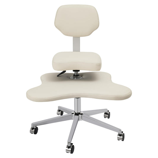 LuYuLTONG Cross Legged Office Chair with Wheels, Criss Cross Desk Home Meditation Chair with Adjustable Height, Yoga Kneeling Chair with Lumbar Support for Home Office(White)