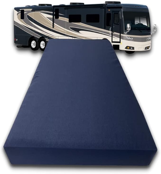 FoamRush 6-Inch Bunk (30" x 80") Gel Memory Foam RV Mattress Replacement with Canvas Navy Cover, Medium Firm, Made in USA, Camper Trailer, Removable Water-Resistant Outdoor/Indoor Cover w Zip