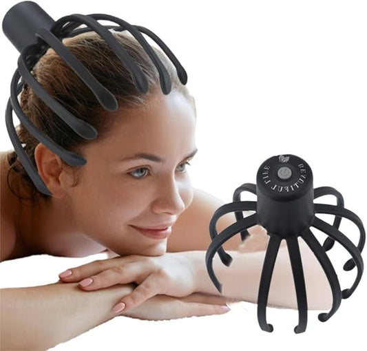 Electric Scalp Massager Head Massager Scalp Massager Tool, Head Scratcher Head Massager Scalp Stress Relax, Electric Octopus Claw 3 Modes 11 Nodes Black