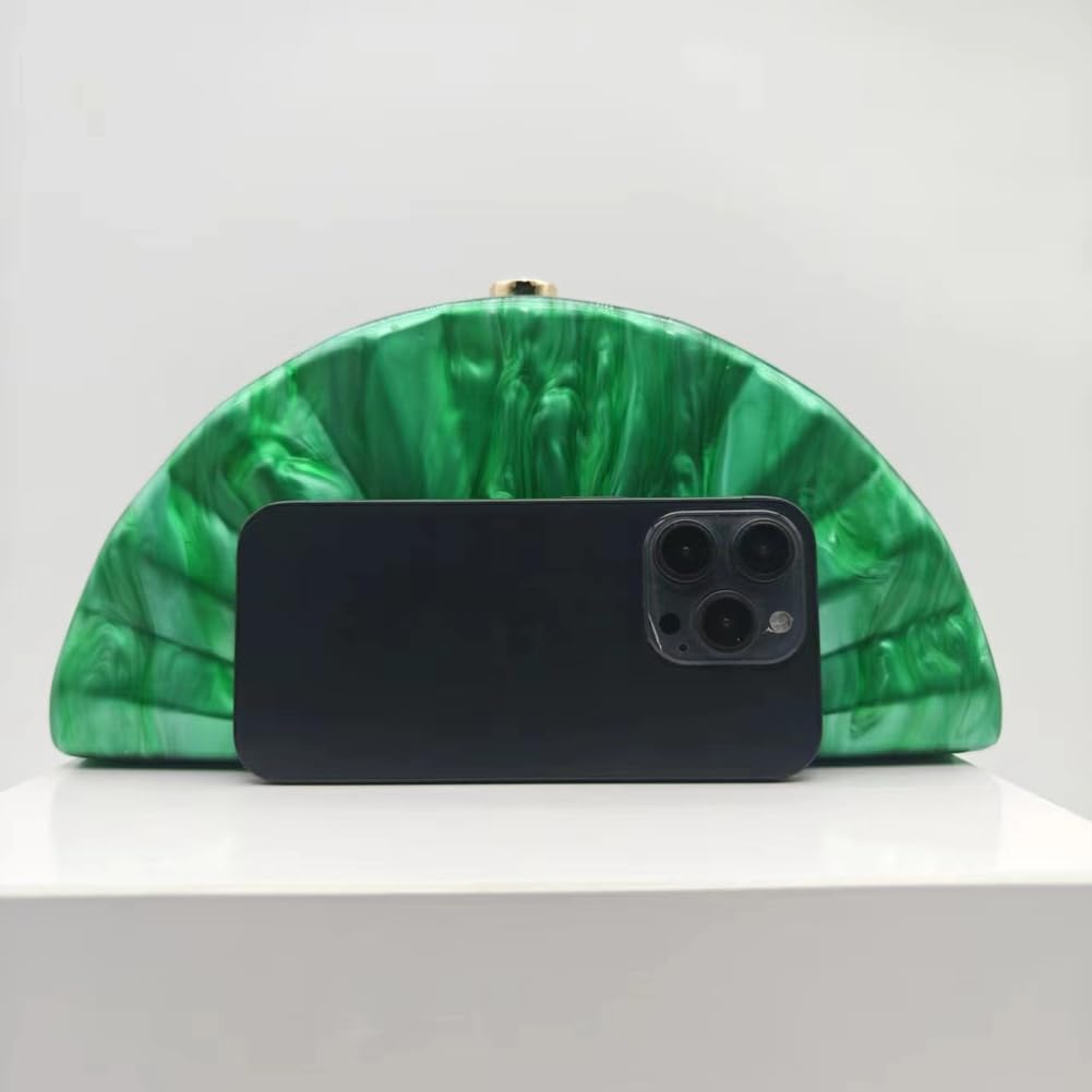 Acrylic Clutch Half Round Shaped Acrylic Bag Luxury Marble Evening Purses for Women Glitter Handbag for Wedding Cocktail Party Prom New 2024
