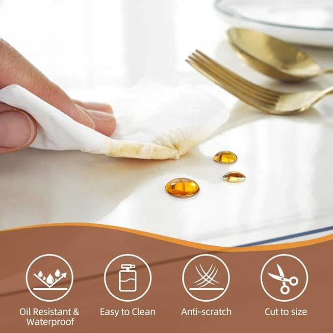 Warmstar Clear Table Cover Protector 48 x 96 Inch,1.5mm Thick Plastic Table Cover Rectangle,PVC Clear Table Protector,Desk Protector Mat for Kitchen, Dresser, Writing Desk，Dining Room Table