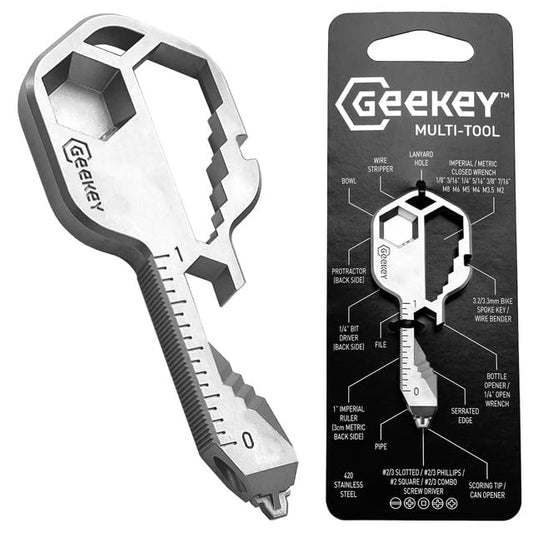 Geekey Keychain Multitool – EDC Tool with 16+ Functions | Small Bottle Opener keychain with Screwdriver, Wrench, and Box Cutter for Travel, Outdoor, and Everyday Use – TSA Safe