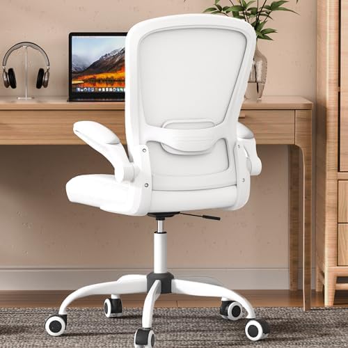 Mimoglad Ergonomic High Back Mesh Office Chair, Adjustable Lumbar Support, Thickened Seat Cushion (Modern, Ivory White)