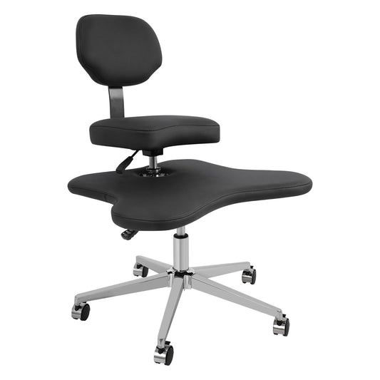 LuYuLTONG Cross Legged Office Chair with Wheels, Criss Cross Desk Home Meditation Chair with Height Adjustable Backrest&Pads, Yoga Kneeling Chair with Lumbar Support for Home Office(Black)
