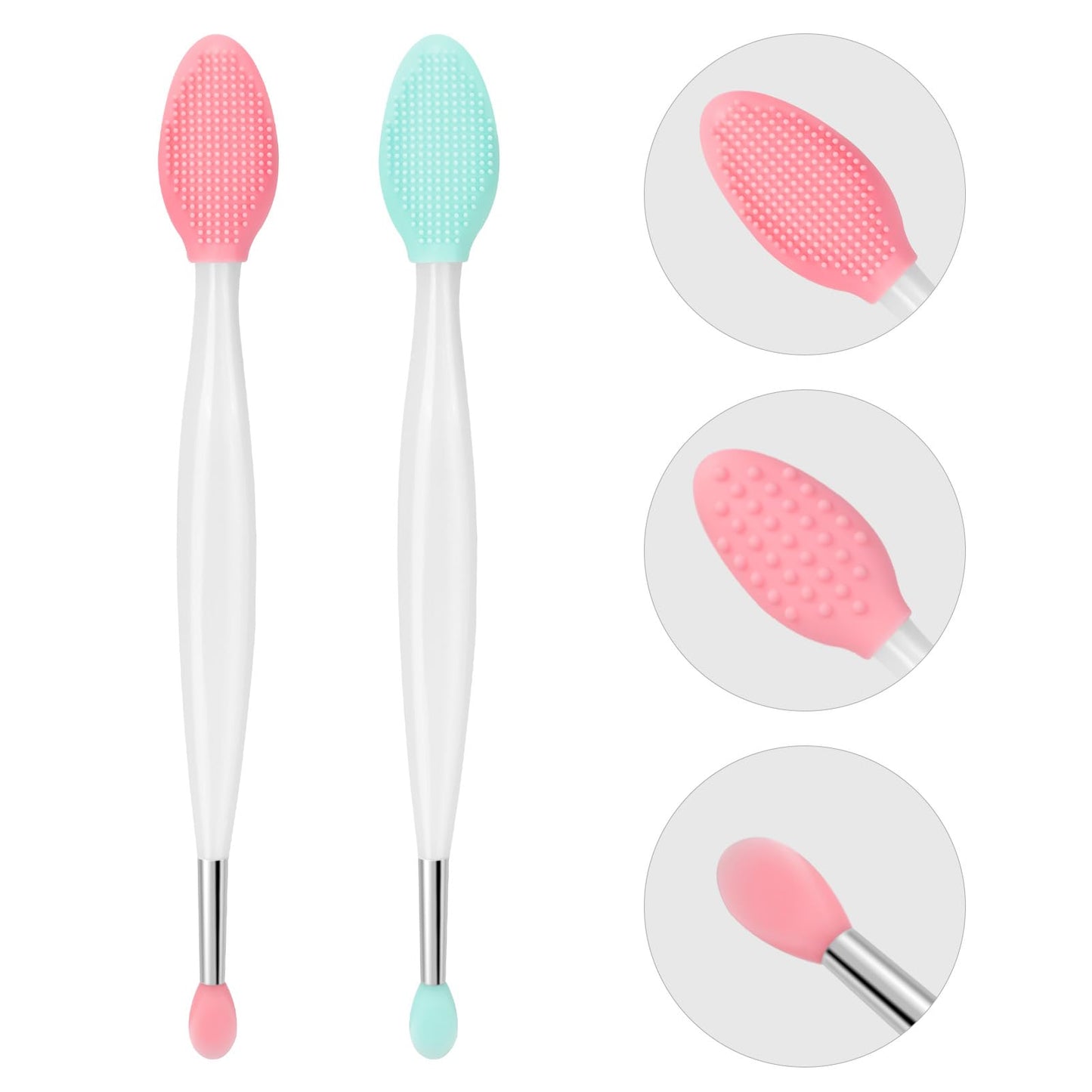 Unaone Lip Scrub Brush - 2 PCS Dual-ended Lip Scrubber Exfoliator and Silicone Lip Brush, 2-in-1 Silicone Lip Scrub Tool Lip Mask Applicator, Gentle Exfoliator & Applicator for Soft