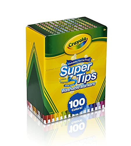 Crayola Super Tips Marker Set for Kids (100ct), Broad Tip & Fine Point Washable Art Markers for Kids, Bulk School Supplies, Teacher Classroom Must Haves, Drawing Supplies