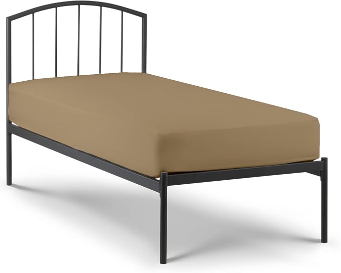 4-PC Cot Sheet Set - 25x75, 100% Cotton Fitted Sheet - Perfect for Narrow Twin/RV Bunk/Camping Cot/Guest Bed Replacement, Fits Upto 4-8" Deep Mattress - Taupe Solid