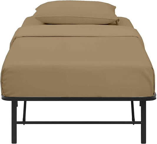 4-PC Cot Size Sheets Set - 32x75, 100% Cotton Fitted Sheet - Perfect for Narrow Twin/Rv Bunk/Camping Cot/Guest Bed Replacement, Fits Upto 4-8" Deep Mattress - Taupe Solid