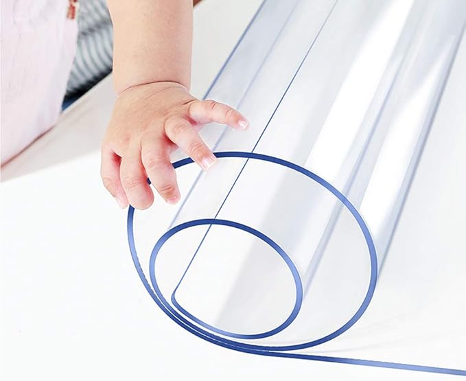 Wadrac Clear Table Protector Plastic Table Cloths PVC Night Stand Table Cover Mat Office Desk Mat Shelf Surface Protection Crystal Children Painting Cover Pad Transprent Rectangular 27.6x59.1 inch