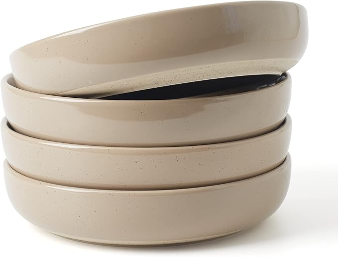 famiware Milkyway 33 oz Bowl Set, Pasta Bowls Set of 4, Salad Bowls Perfect for Your Friend for Housewarming, Thanksgiving, Christmas, Cinnamon Brown