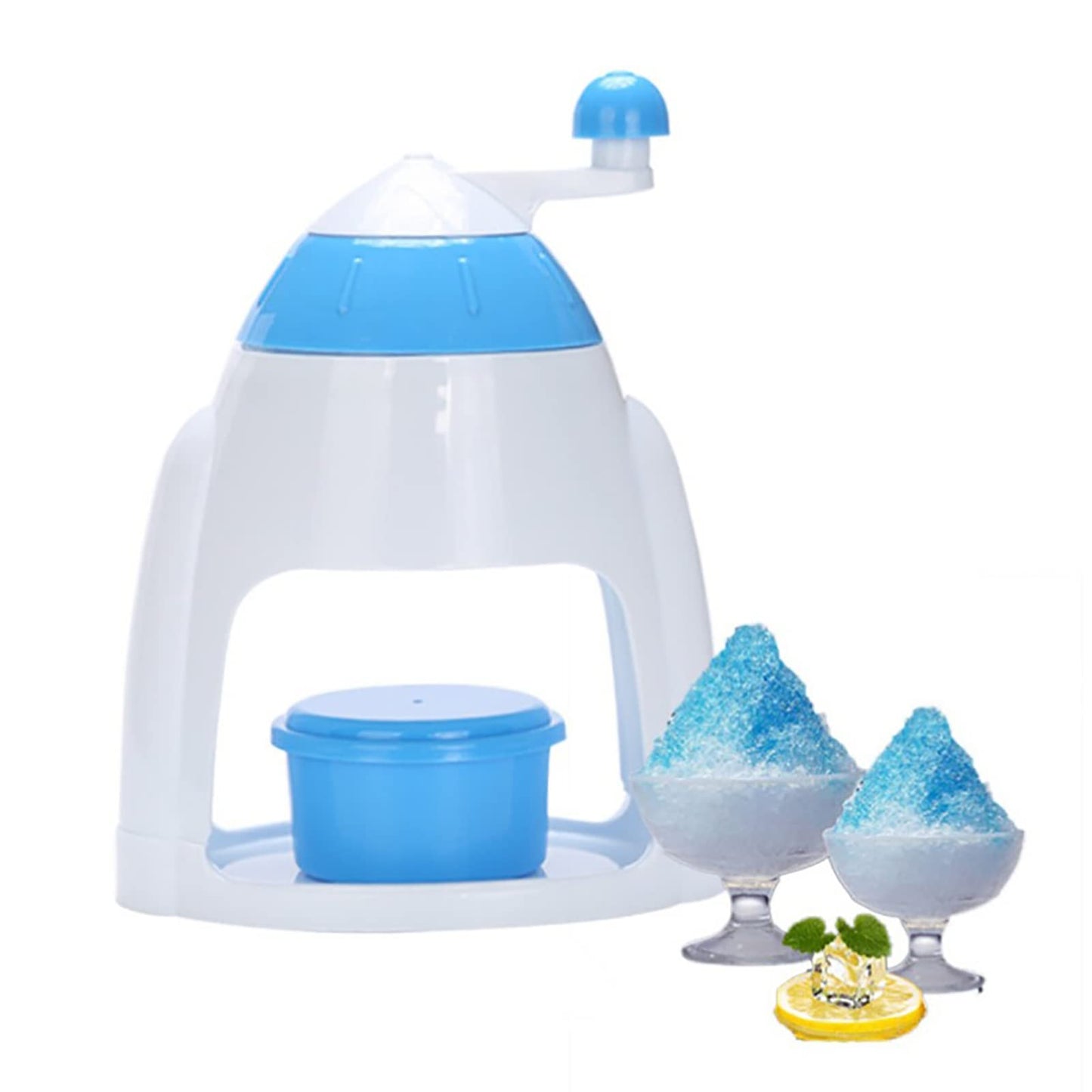 PAILON Household Hand Crank Ice Shaver Machine, Mini Manual Ice Crusher, Portable Ice Shaver and Snow Cone Machine, for Snow Cone, Slush, Shaved Ice