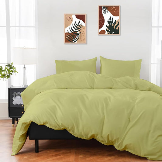 ARlinen Oversize Queen Duvet Cover Set, 100% Egyptian Cotton, 3 Piece Bedding Set with Zipper Closure, Includes 1 Sage Duvet Cover (100x100 inches) and 2 Pillow Cases (20x30 inches)