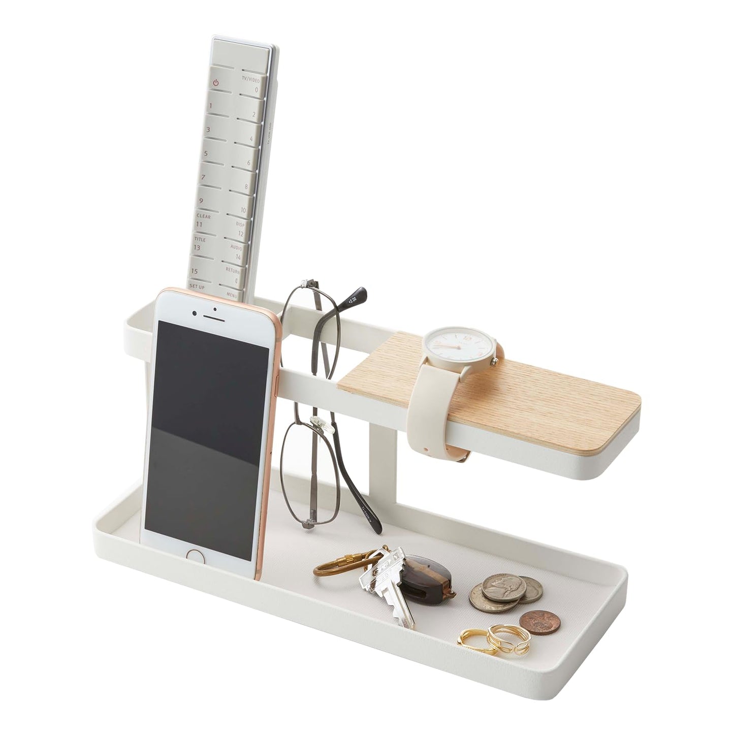 YAMAZAKI home 2299 Desk Bar-Wood & Steel Organizer, One Size, White