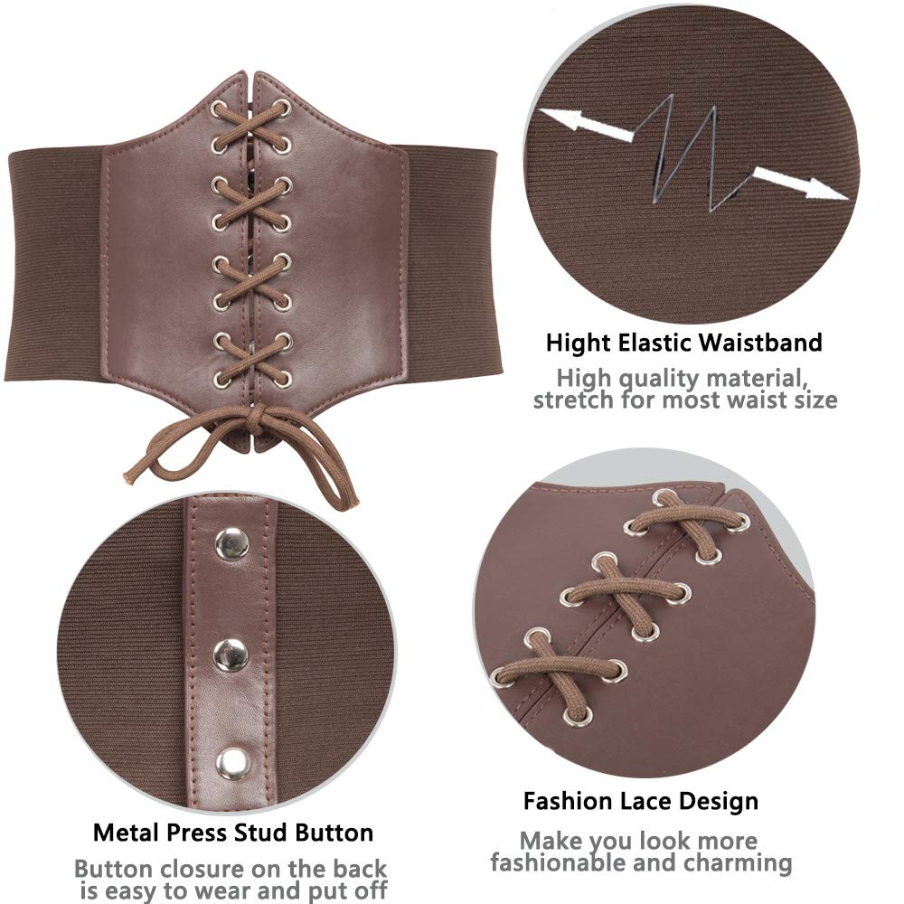 GRACE KARIN PU Renaissance Costume Belts(2XL, Coffee)