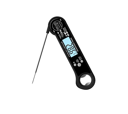 Efeng Digital Cooking Thermometer,Ultra Fast Bread Thermometer sourdough with High Accuracy, Waterproof,Rotating LCD for Grill, BBQ, Smoker (Black)