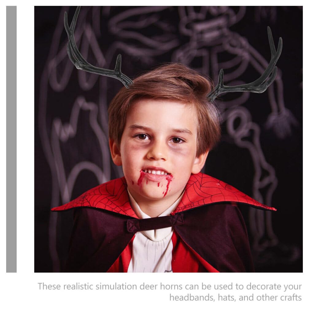 Unomor 2 Pairs Artificial Antlers Plastic Deer Antlers, Realistic Reindeer Horn Props for, Halloween, and Diy Costume Parties