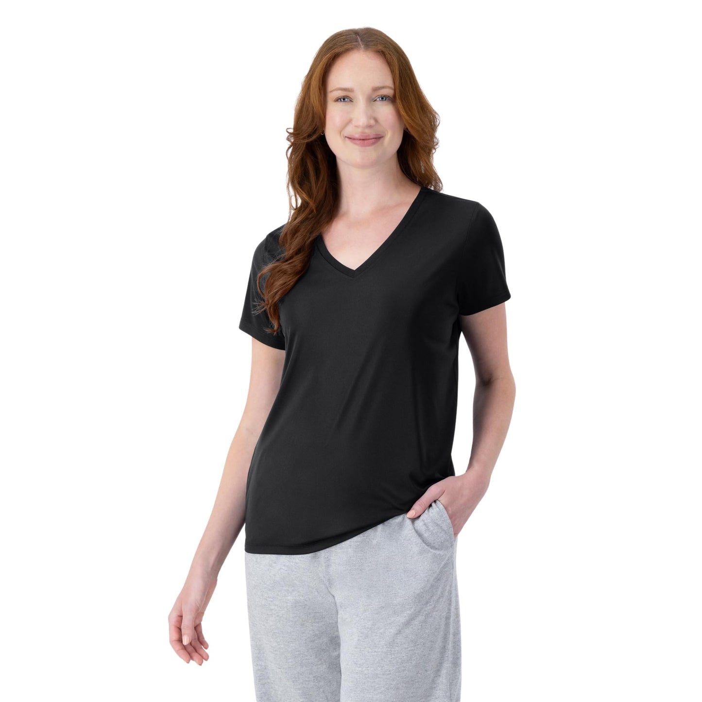 Hanes Women's Cool Dri Performance V-Neck T-Shirt, Moisture-Wicking Short Sleeve Tee, 40+ UPF Protection, 1 Or 5 Pack, Black, Large