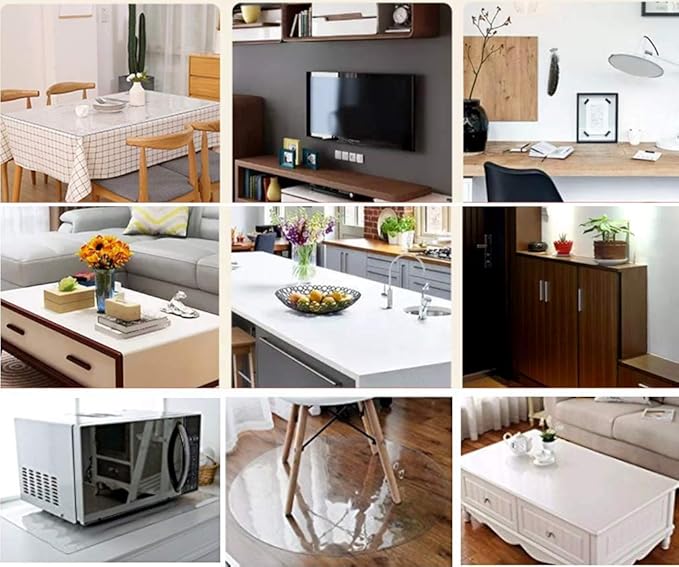 NECAUX Custom 24 x 44 Inch Frosted Table Cover Protector, 1.5mm Thick Plastic Scratch Resistent Heavy Duty Desk Pad Mat Non-Slip Tablecloth Protector for Coffee Table, Sofa Table, Media Stand