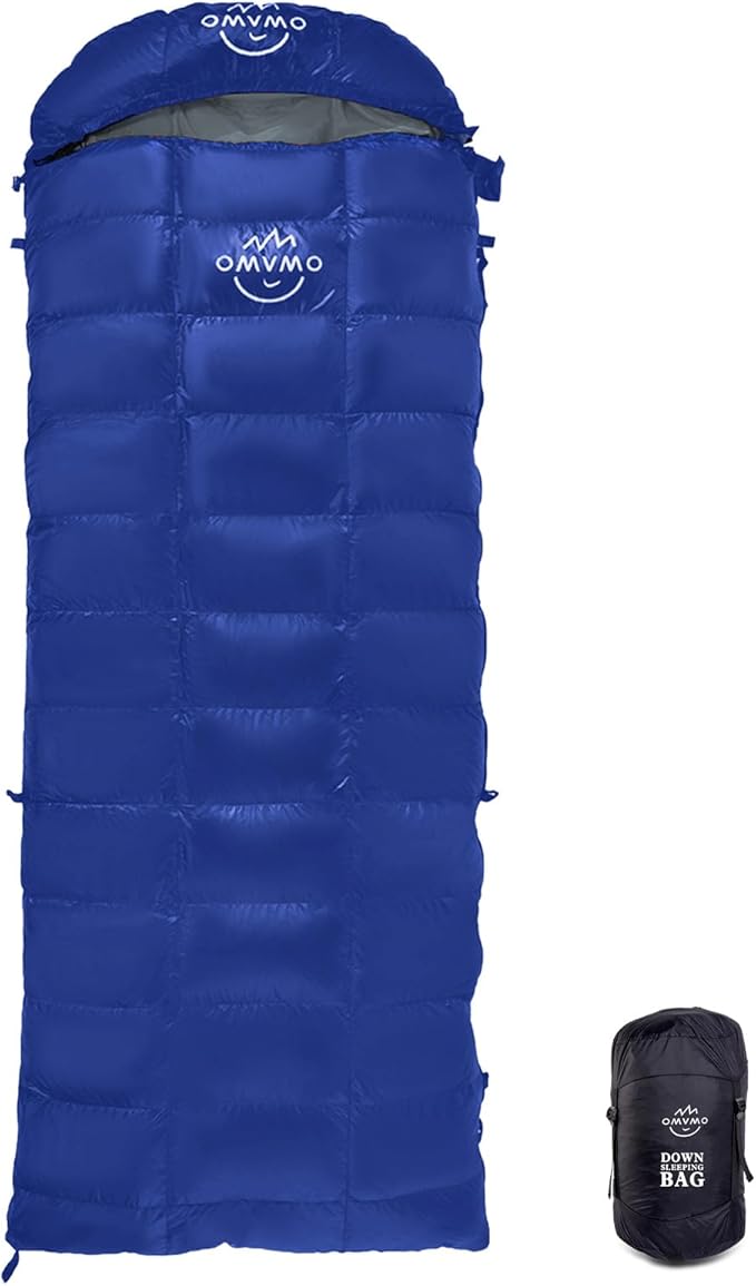 0 20 Degrees F Down Sleeping Bag for Adults,4 Season Cold Weather Rectangle Wearable Down Sleeping Bag for Camping Hiking,Can be Used as Blanket Quilt or Cloak,with Mesh Sack Buckle Strap