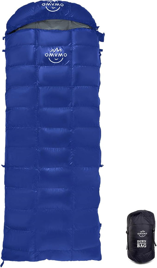 0 20 Degrees F Down Sleeping Bag for Adults,4 Season Cold Weather Rectangle Wearable Down Sleeping Bag for Camping Hiking,Can be Used as Blanket Quilt or Cloak,with Mesh Sack Buckle Strap