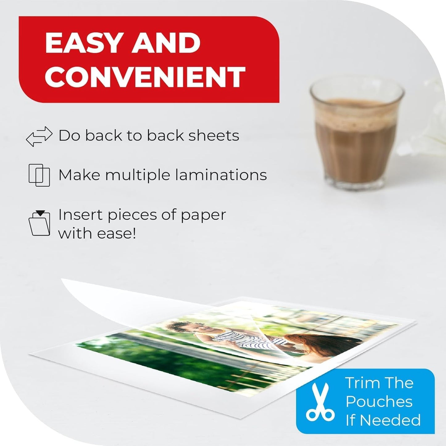 5MIL Thermal Laminating Sheets (125 Count) Photo, Card, Notecard, ID Badge, and Business Card Sizes, Dry-Erase Friendly Laminating Pouches, Compatible with Laminators, Crystal Clear Laminated Finish
