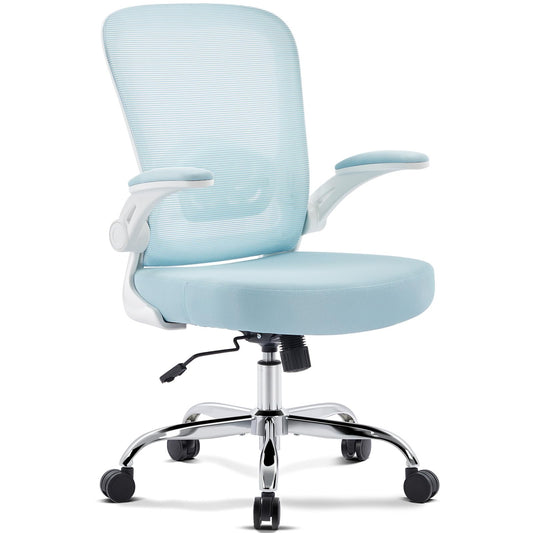 Morkprism Office Chair,Ergonomic Desk Chair with Adjustable Lumbar Support, Mesh High Back Computer Chair with Flip-up Armrests,Rocking Tilt Rolling Swivel Executive Chair for Home Office Blue